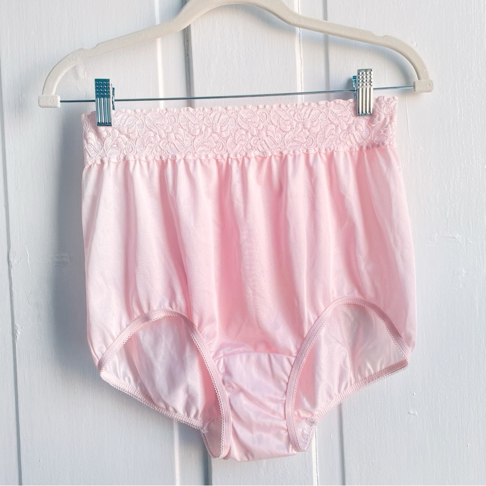 Vintage Nylon Light Pink Lace Panty Size 9